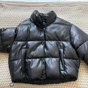 Zara leather puffer coat